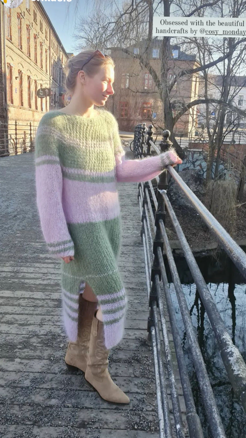 My Cosy Winter Dress | Strikkeoppskrift på lang mohairkjole