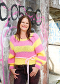 Short cardigan in mohair with raglan, stripes and V-neck – Trouble from CosyMonday