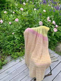 Sunkissed Skirt – airy mohair skirt with pastel stripes in yellow, pink and cream from CosyMonday