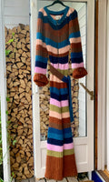 Boho striped jumpsuit in brown, blue and pink