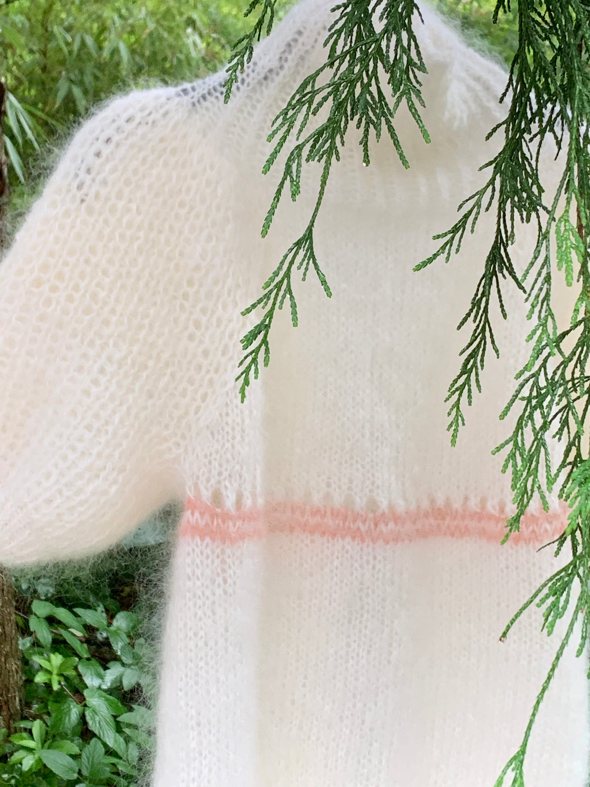 Light, airy mohair top with puff sleeves and lace pattern – Sky from CosyMonday